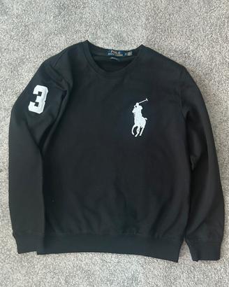 Polo Ralph Lauren Felpa Nera con Logo e Numero 3