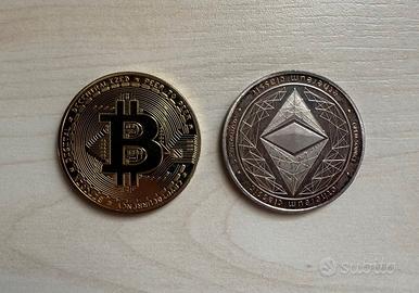 Set 2 monete collezione BITCOIN BTC + ETHEREUM ETH