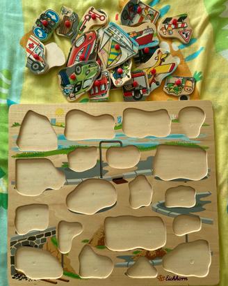 Puzzle in legno con pomelli – 1/3 anni