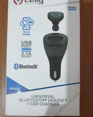 Auricolare bluetooth + caricabatteria da auto