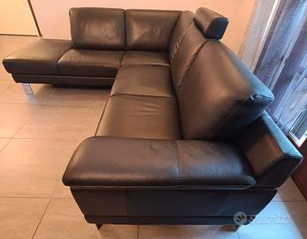 Divano Egoitaliano Shakira vera pelle Nero 260x222