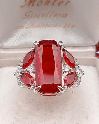 anello argento 925 bagno oro bianco zirconi sposa