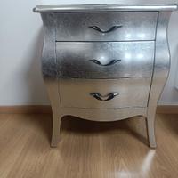comodino foglia d'argento 3 cassetti massiccio