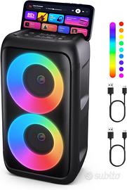 Cassa Karaoke Bluetooth Speaker Portatile 2 Microf