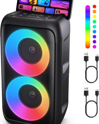 Cassa Karaoke Bluetooth Speaker Portatile 2 Microf