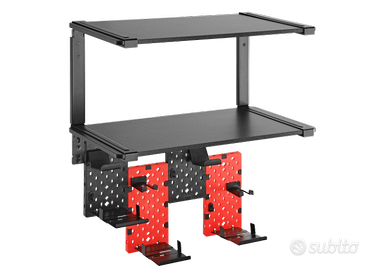 Supporto a muro con due ripiani cuffie cavi joypad