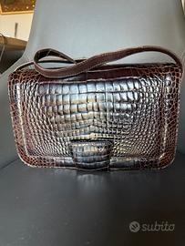 Borsa vintage a tracolla in coccodrillo anni 60/70