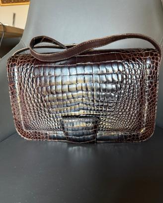 Borsa vintage a tracolla in coccodrillo anni 60/70