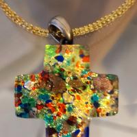 Ciondolo in vetro di Murano multicolor con collana
