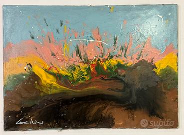 Quadro ad olio e smalto su tela N. Bellini moderno