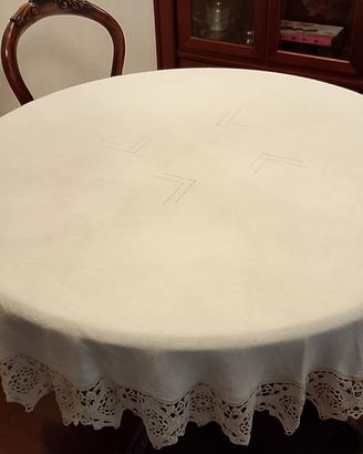 Elegante tovaglia + tovaglioli in lino con pizzo