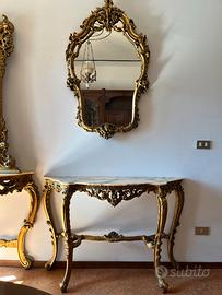 Consolle di ingresso dorata anni 30