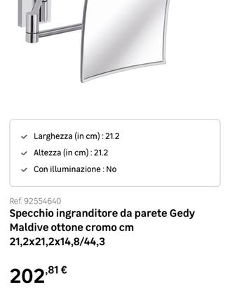 Specchio ingranditore di design,  quadrato , NUOVO
