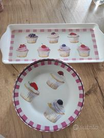 Set 4 piatti dessert più vassoio