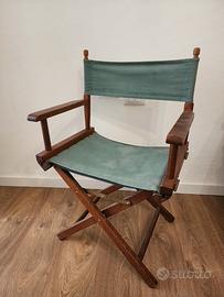 Sedia da regista vintage in legno pieghevole