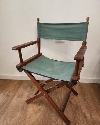 Sedia da regista vintage in legno pieghevole