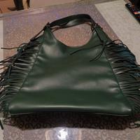 Borsa color verde con frange Nuova 