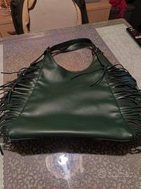 Borsa color verde con frange Nuova 