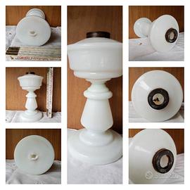 Lampada base in vetro opaline antica fatta a mano