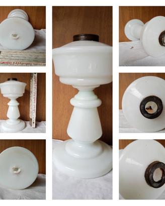 Lampada base in vetro opaline antica fatta a mano