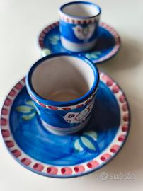 coppia tazzine caffè e piattini Solimene Vietri -