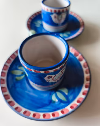coppia tazzine caffè e piattini Solimene Vietri -