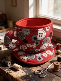 Set da cucito con portaccessori e puntaspilli