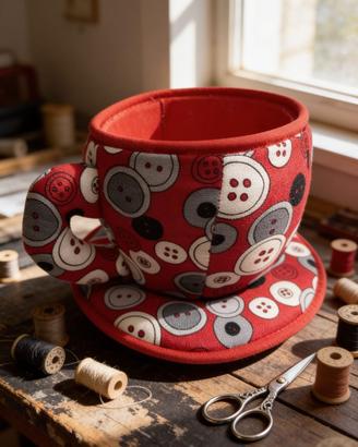 Set da cucito con portaccessori e puntaspilli