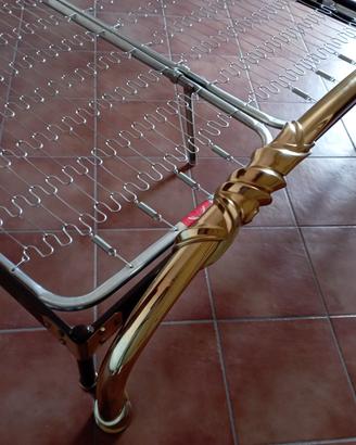 Letto in ottone+ comodini in ottone e cristallo