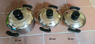 Set 3 pentole Acciaio Inox triplo fondo
