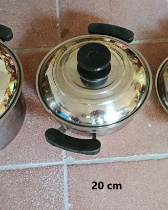 Set 3 pentole Acciaio Inox triplo fondo