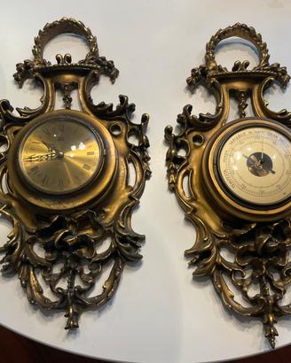 Coppia Vintage Orologio e Barometro da Parete