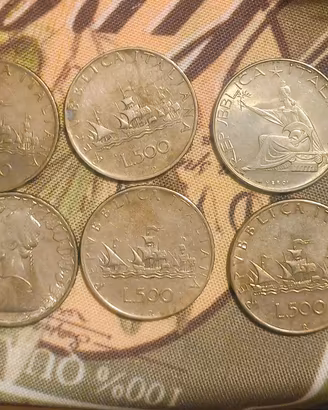 10 monete in argento da 500 lire