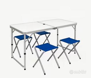 Set tavolo da campeggio con 4 sedie
