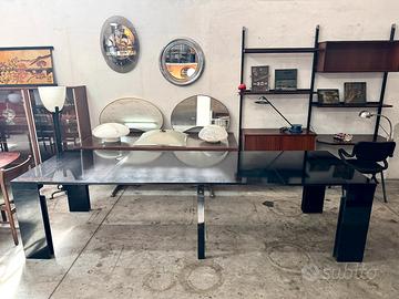 Tavolo consolle allungabile in legno, anni '80