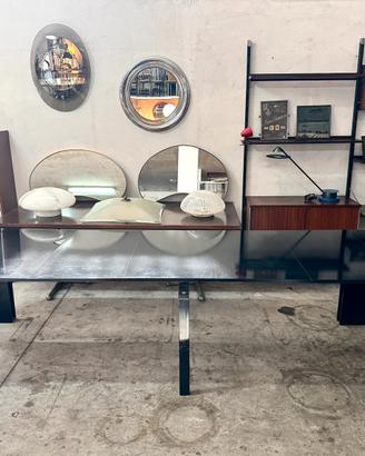 Tavolo consolle allungabile in legno, anni '80