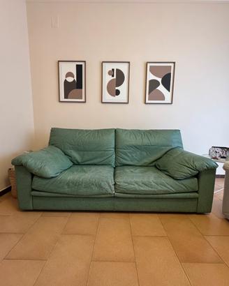 Divano 3 posti pelle verde