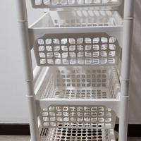 carrello portatutto con ruote e 4 cestelli