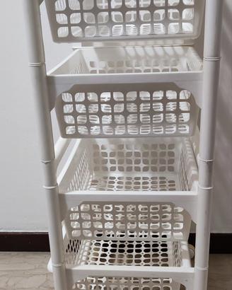 carrello portatutto con ruote e 4 cestelli