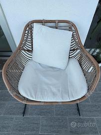 Poltrona da esterno in rattan e acciaio