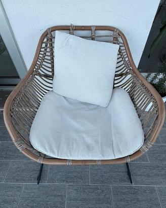 Poltrona da esterno in rattan e acciaio