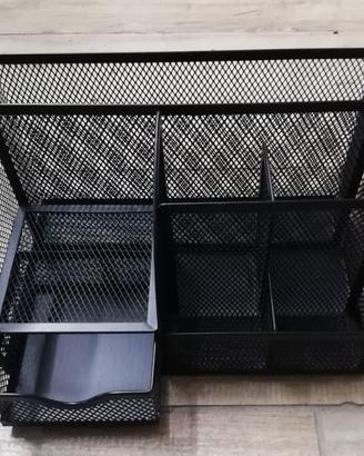 PORTA CANCELLERIA IN METALLO E SUPPORTO MONITOR
