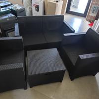 Set salotto da esterno in polyrattan 4 pezzi
