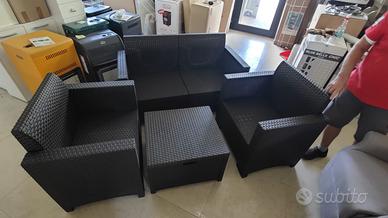Set salotto da esterno in polyrattan 4 pezzi
