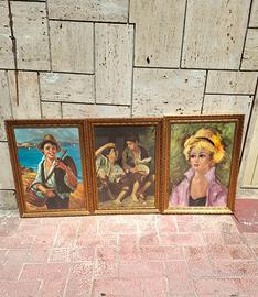 QUADRI 4,OLIO SU TELA VINTAGE FIRMATI. FUORIGROTTA