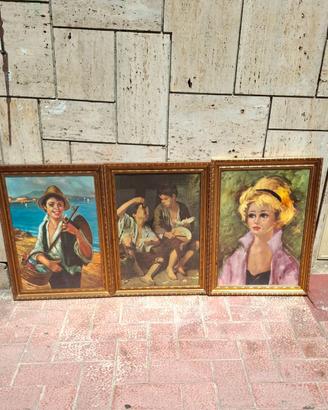 QUADRI 4,OLIO SU TELA VINTAGE FIRMATI. FUORIGROTTA