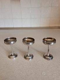 3 antiche coppe in argento da liquore 