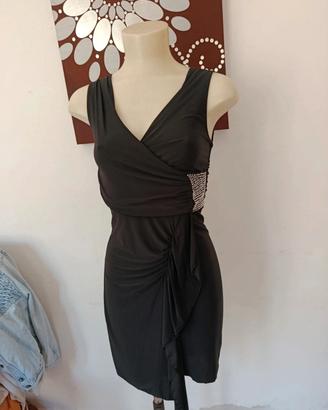 Vestito nero corto elegante con Strass