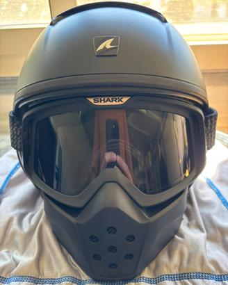 Casco Jet Shark Raw nero opaco tg. M