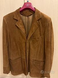 Giacca in pelle scamosciata uomo color biscotto xl